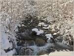 Trotz Kälte und Schnee, fliesst dieser Bergbach ins Tal.